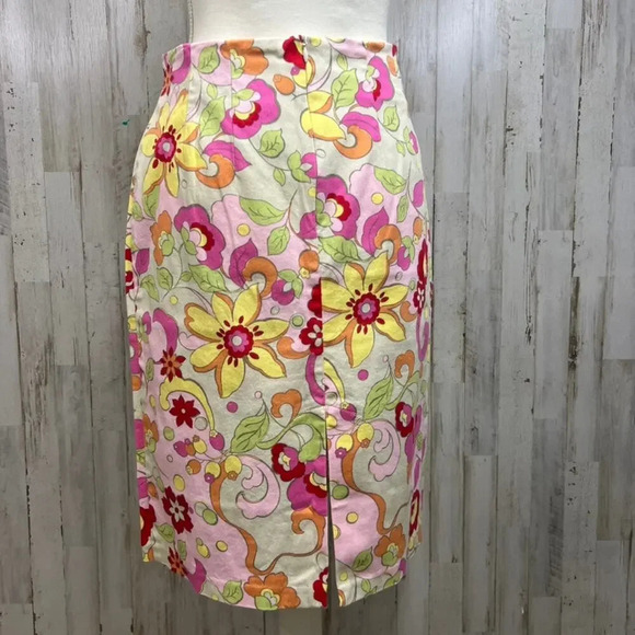 Carolina Blues Women's 6 Floral Stretchable Waistband Back Slit Midi Skirt - Picture 3 of 5